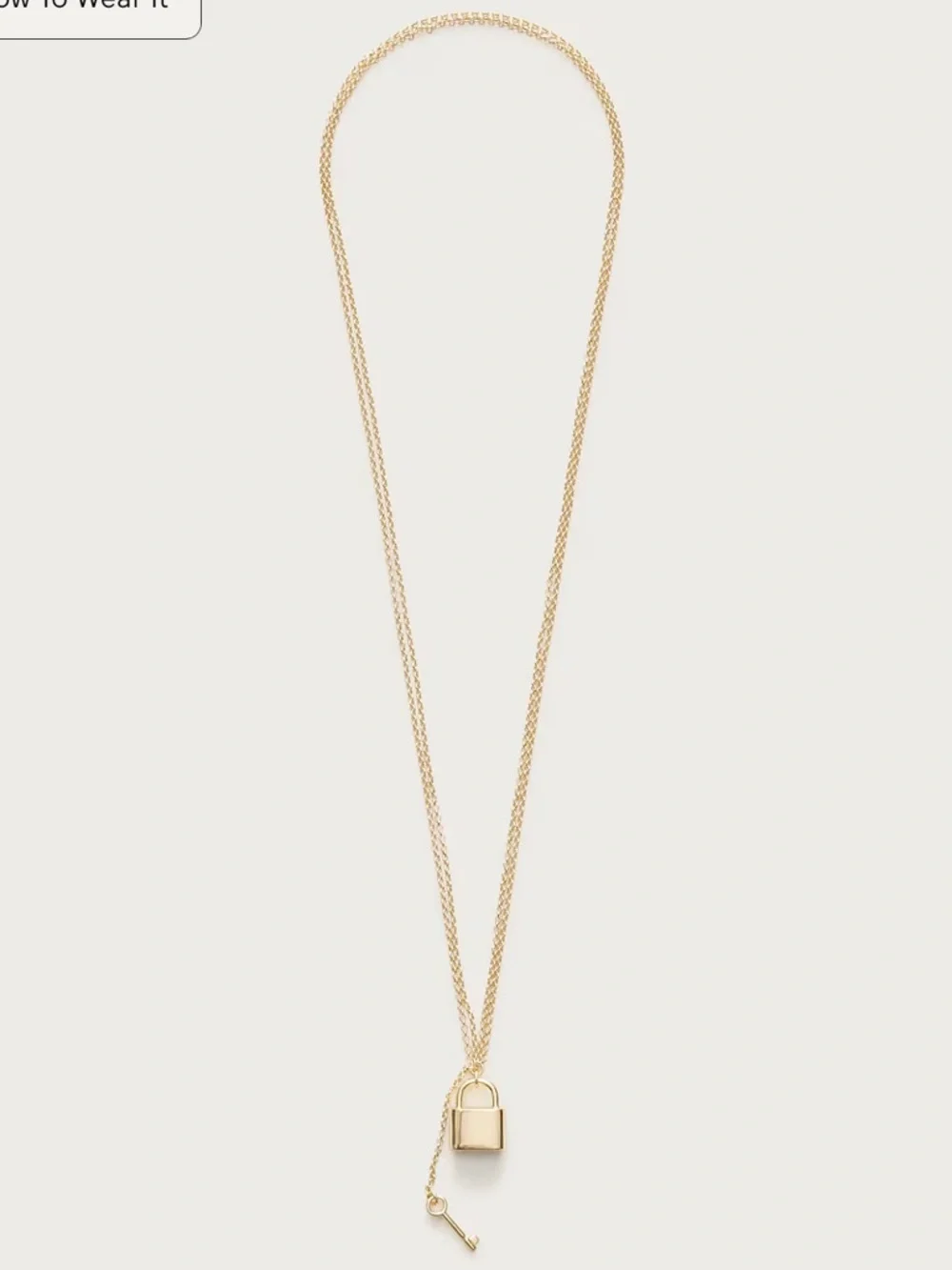 J.Crew Gold Lock & Key Necklace NWT Statement Pendant Long Layering Necklace